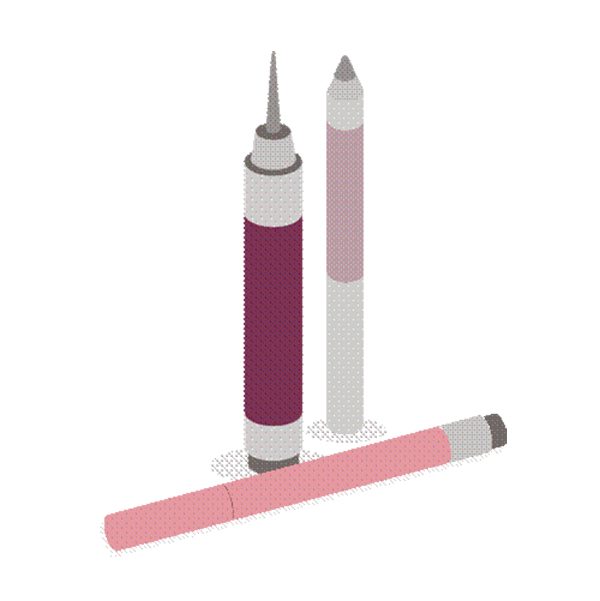 Etiketter til kosmetisk blyant og pen